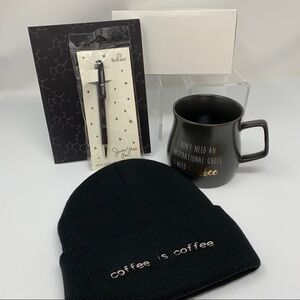 Coffee Lovers Gift Set Mug Hat Notebook & Pen Card Boxed Unisex
